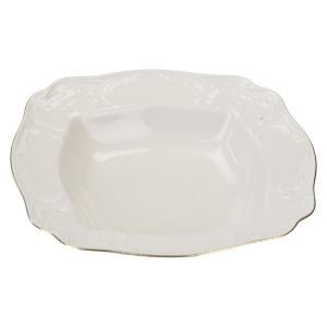 ROSENTHAL SANSSOUCI KOŚĆ SŁONIOWA I ZŁOCENIA DUŻA ELEGANCKA MISA KWADRATOWA SALATERA