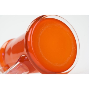 64639 TARNOWIEC J. SŁUCZAN-ORKUSZ SZKŁO ARTYSTYCZNE POMARAŃCZOWY DZBAN WAZON Z UCHEM (5).jpg