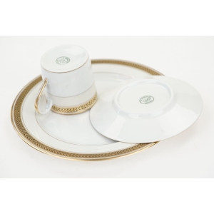 64759 LIMOGES A. VIGNAUD ELEGANCKA ŚNIADANIÓWKA Z CZARNO-ZŁOTYM OTOKIEM (5).jpg