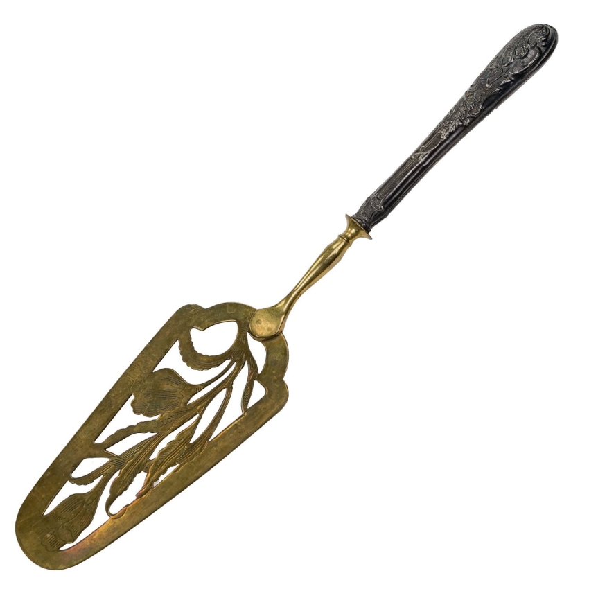 64820 FRANCJA ART-NOUVEAU CUDOWNA ŁOPATKA DO CIAST TORTÓW SREBRNY TRZONEK (1).jpg