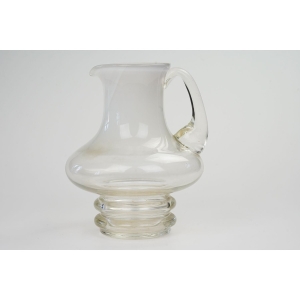 64957 TARNOWIEC SZKŁO ARTYSTYCZNE J. SŁUCZAN ORKUSZ DUŻY MLECZNY DZBAN WAZON Z UCHEM SZKŁO DWUWARSTWOWE (2).jpg