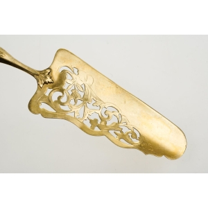 65142 FRANCJA ART-NOUVEAU CUDOWNA ŁOPATKA DO CIAST TORTÓW TRZONEK ZE SREBRA (3).jpg