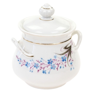 BIEDERMEIER RĘCZNIE MALOWANA STARA CUKIERNICA NIEBIESKIE KWIECIE