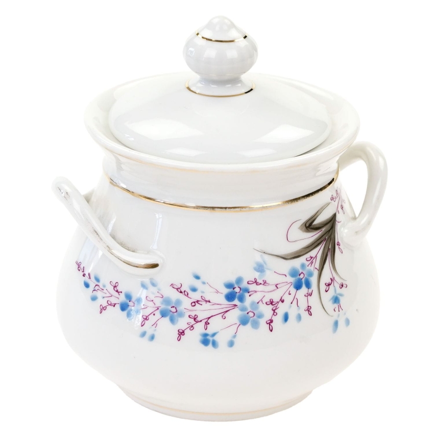 65171 BIEDERMEIER RĘCZNIE MALOWANA STARA CUKIERNICA NIEBIESKIE KWIECIE (1).jpg