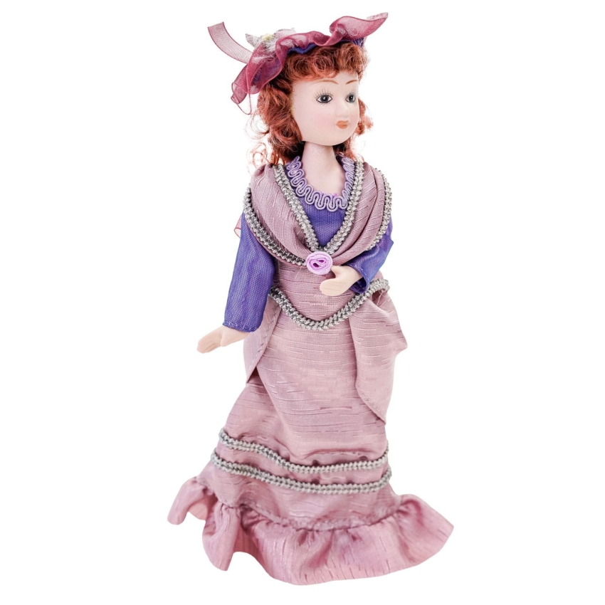65220 PORCELANOWA KOLEKCJONERSKA LALKA W FIOLETOWEJ SUKNI DAMA 19 CM (1).jpg