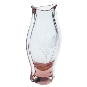 ŽELEZNY BROD M. KLINGER WAZON NEODYMOWY RĘCZNIE SZLIFOWANE KWIATY