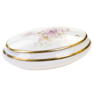 LIMOGES PIĘKNE OWALNE PUZDERKO RĘCZNIE MALOWANE