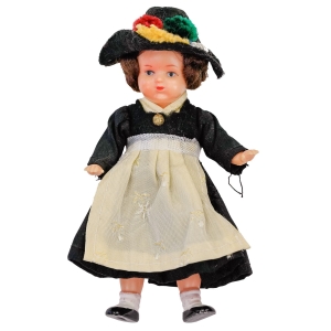 65304 STARA LALKA LALECZKA 9,5 CM Z WŁOSKAMI W STROJU LUDOWYM (1).jpg