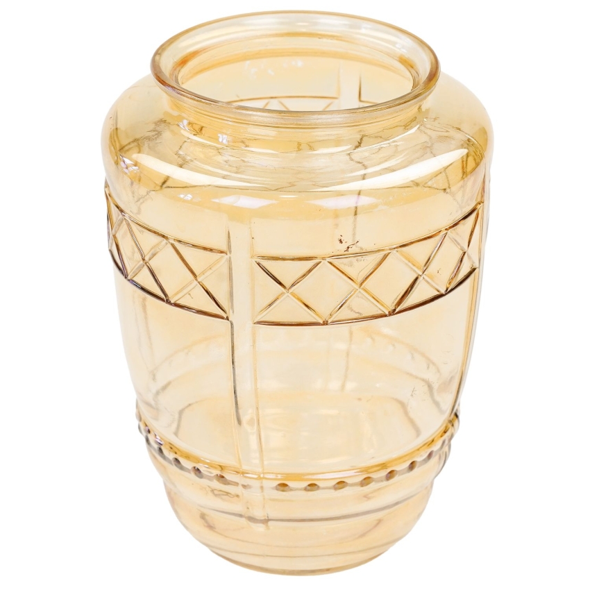 65374 CARNIVAL GLASS ŚLICZNY IRYZOWANY WAZON W STYLU ART-DECO (1).jpg