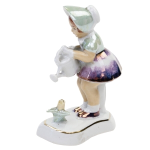 STEATYT Z. BUKSOWICZ DZIEWCZYNKA Z KONEWKA RĘCZNIE MALOWANA FIGURKA