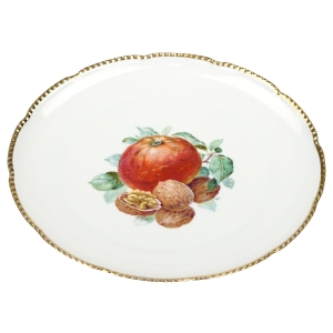 BEYER & BOCK JABŁKO I ORZECHY ŁADNA OGROMNA PATERA ŚR. 33,5 CM