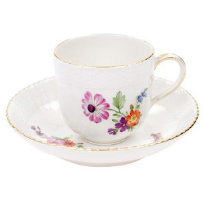 KPM BERLIN NEUOSIER KOŚĆ SŁONIOWA MOKKA ZE SPODKIEM KOLOROWE KWIATY I