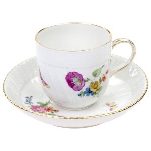 KPM BERLIN NEUOSIER KOŚĆ SŁONIOWA MOKKA ZE SPODKIEM KOLOROWE KWIATY IV