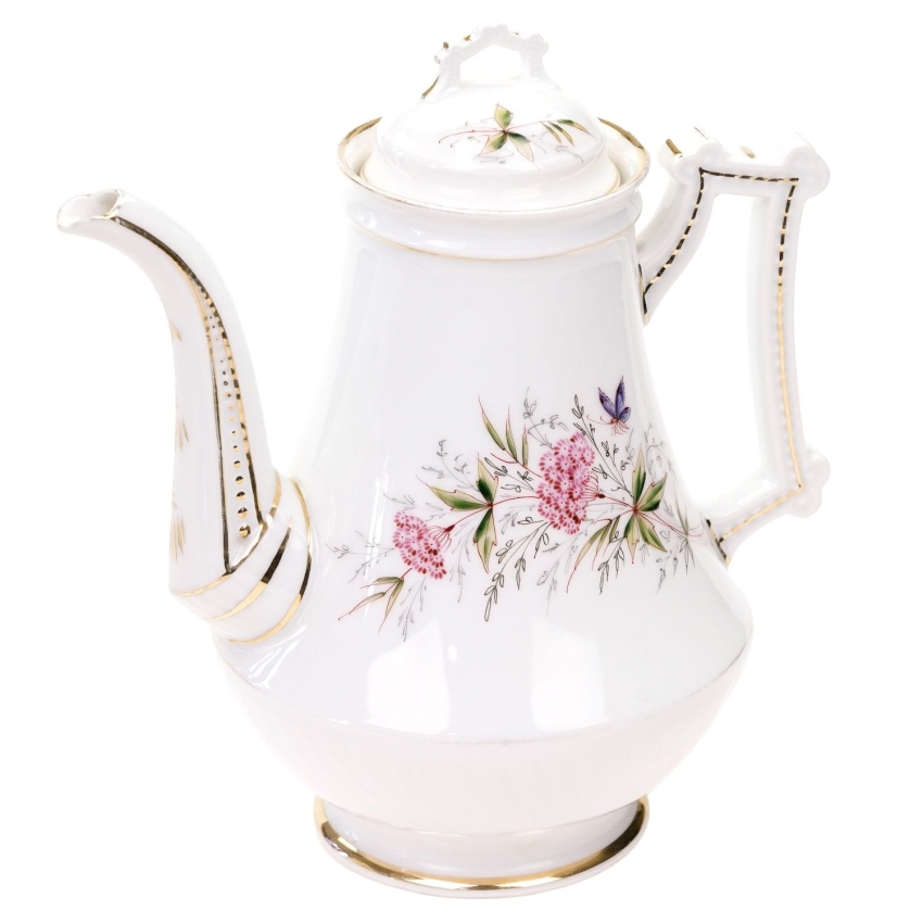 66193 BIEDERMEIER RĘCZNIE MALOWANY DZBAN DO KAWY KWIATY I MOTYLKI (1).jpg