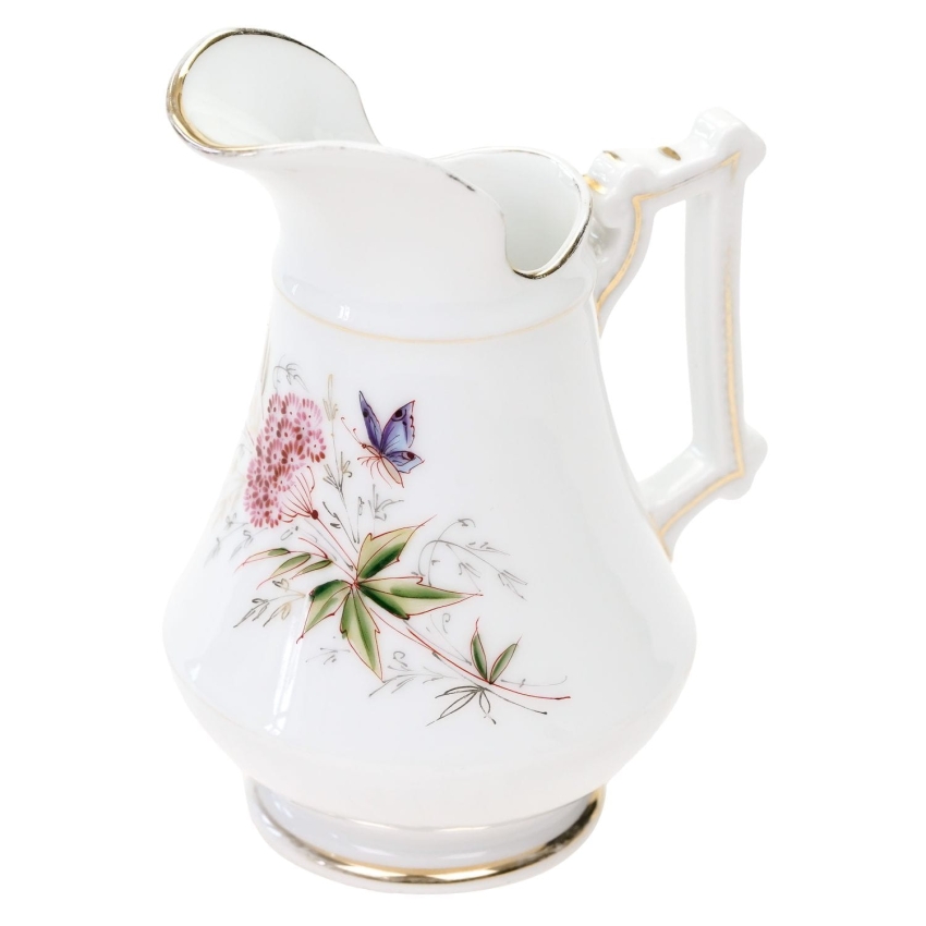 66194 BIEDERMEIER RĘCZNIE MALOWANY MLECZNIK KWIATY I MOTYLEK (1).jpg
