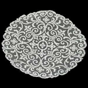 KOŁEK BIAŁY OWALNY OBRUS ROŚLINNY WZÓR 134 X 100 CM