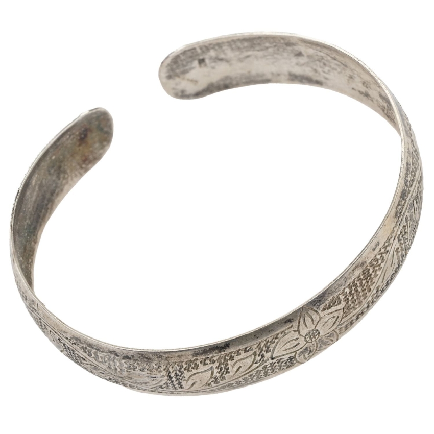 66253 SREBRO BRANSOLETA BANGLA W KWIATY PRL WMS WAGA 10 G (1).jpg