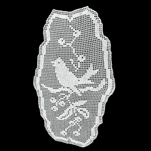 SZYDEŁKO BIAŁA OWALNA SERWETA SŁOWIK 92 X 53 CM