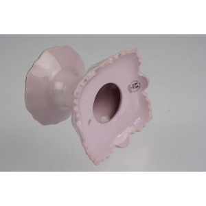 44013 CHODOV LENKA ŚWIECZNIK Z RÓŻOWEJ PORCELANY KOLOROWE KWIATECZKI I ZŁOCENIA (4).jpg