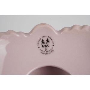 44013 CHODOV LENKA ŚWIECZNIK Z RÓŻOWEJ PORCELANY KOLOROWE KWIATECZKI I ZŁOCENIA (5).jpg
