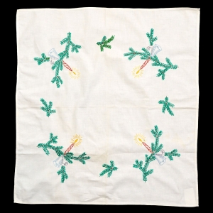 BOŻE NARODZENIE HAFT RĘCZNY ŚLICZNY OBRUS 76 X 73 CM