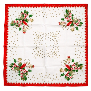 BOŻE NARODZENIE BARWNY DRUKOWANY OBRUS W TRADYCYJNYM STYLU 77 X 78 CM