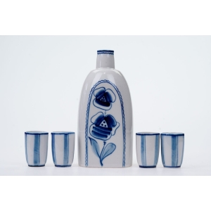 66626 GŻEL KARFKA Z 4 KIELISZKAMI KOBALTEM MALOWANA (2).JPG