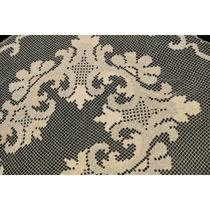 66740 KOŁEK ŚLICZNY BEŻOWO-ZŁOCISTY STAREŃKI OBRUS LIŚCIE 135 X 106 CM (2).JPG