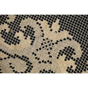 66740 KOŁEK ŚLICZNY BEŻOWO-ZŁOCISTY STAREŃKI OBRUS LIŚCIE 135 X 106 CM (3).JPG