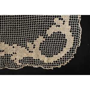 66740 KOŁEK ŚLICZNY BEŻOWO-ZŁOCISTY STAREŃKI OBRUS LIŚCIE 135 X 106 CM (5).JPG