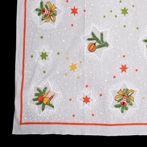 BOŻE NARODZENIE LEN OBRUS ZE ŚWIĄTECZNYM NADRUKIEM 150 X 137 CM