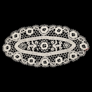 CUDOWNA STARA KORONKA FRANCUSKA W KREMIE SERWETA 82 X 40 CM