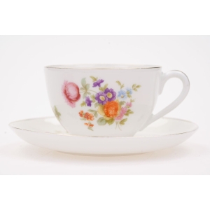 67190 KPM WALDENBURG FILIŻANKA ZE SPODKIEM KOLOROWE KWIATY (2).JPG
