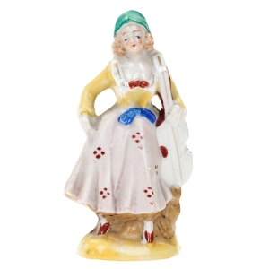 CUDOWNA STARA FIGURA NIEWIASTY Z INSTRUMENTEM