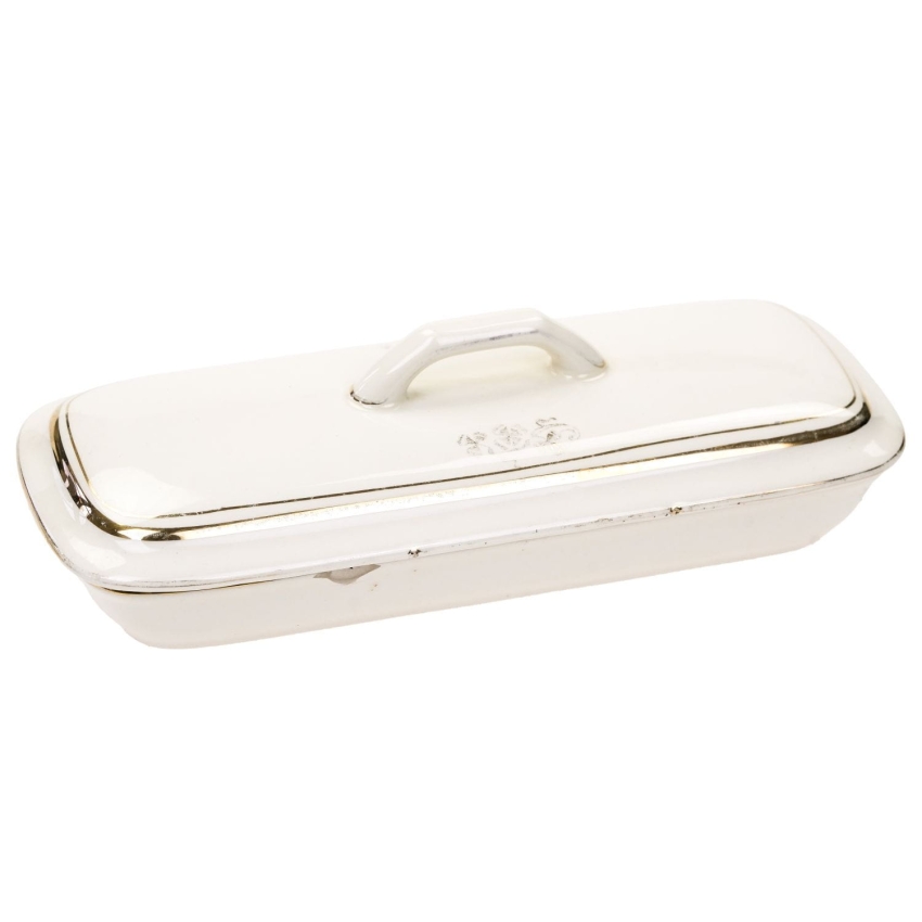 67357 BOCH FRERES KERAMIS CERAMICZNY STARY POJEMNIK NA GRZEBIENIE Z POKRYWĄ (1).jpg