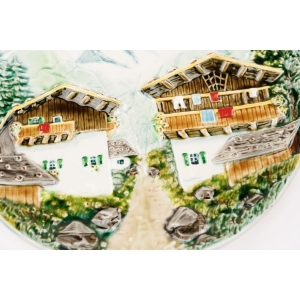 67374 SCHRAMBERG PATERA Z WIEJSKIMI CHATAMI RĘCZNIE MALOWANA DO ZAWIESZENIA ALPEJSKI PEJZAŻ (3).JPG