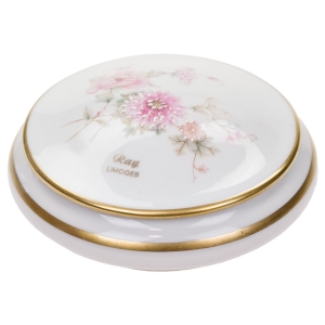 LIMOGES ŚLICZNE RĘCZNIE MALOWANE PUZDERKO W KWIATY