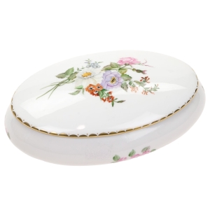 LIMOGES ŚLICZNE OWALNE PUZDERKO W KWIATY RĘCZNIE MALOWANE