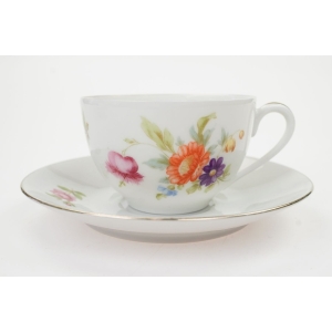 67660 KPM WALDENBURG FILIŻANKA ZE SPODKIEM KOLOROWE KWIATY (2).JPG