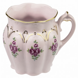 CHODOV KUBEK FILIŻANKA Z RÓŻOWEJ PORCELANY W RÓŻYCZKI 