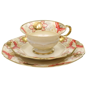 ESCHENBACH ŚLICZNA ŚNIADANIÓWKA KORALOWO-ZŁOTA RÓŻE TRAWIONE