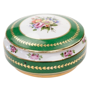 LIMOGES ŚLICZNE PUZDERKO W KWIATY RĘCZNIE MALOWANE