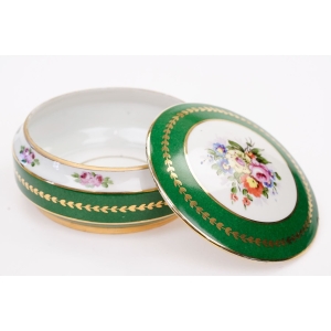 67809 LIMOGES ŚLICZNE PUZDERKO W KWIATY RĘCZNIE MALOWANE (4).JPG