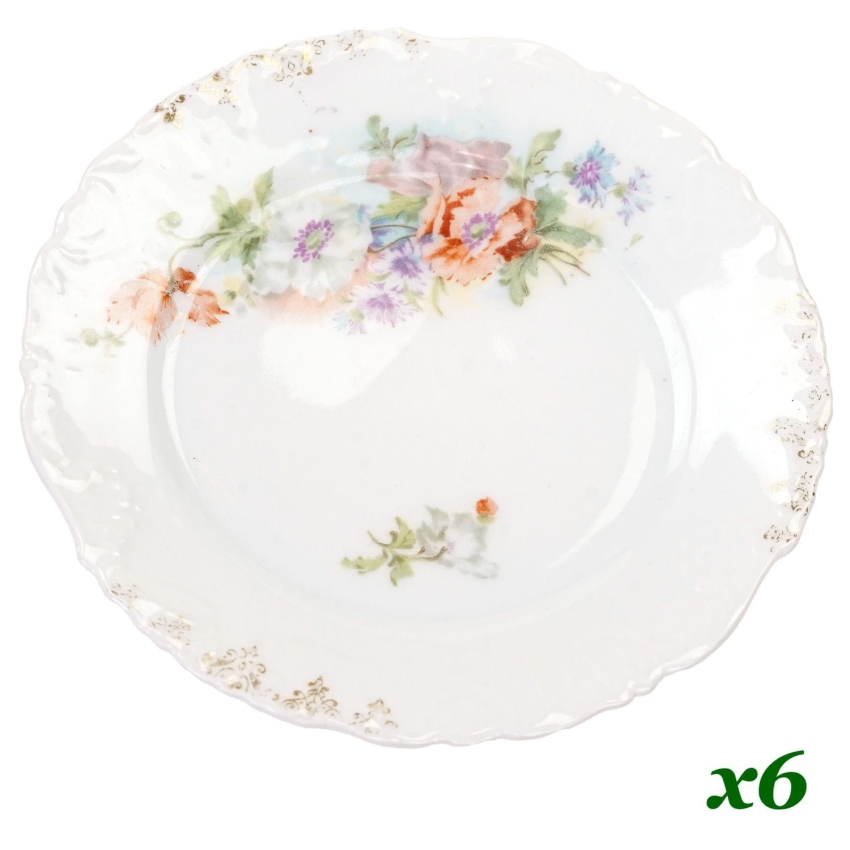 67938 SECESJA KOMPLET TALERZY DESEROWYCH KOLOROWE ANEMONY (1).jpg