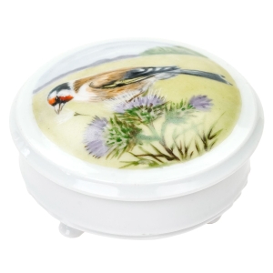 VOLKSTEDT ŚLICZNE PUZDERKO BOMBONIERKA RĘCZNIE MALOWANA PTASZEK I OSET