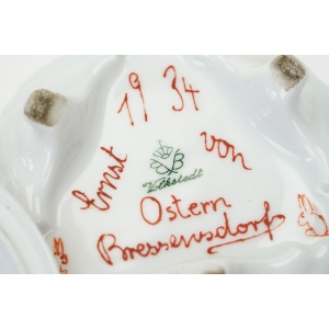 67943 VOLKSTEDT ŚLICZNE PUZDERKO BOMBONIERKA RĘCZNIE MALOWANA PTASZEK I OSET (6).JPG