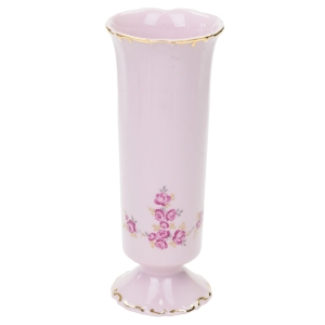 67979 LEANDER ŚLICZNY WAZON Z RÓŻOWEJ PORCELANY RĘCZNIE MALOWANE RÓŻYCZKI (1).jpg