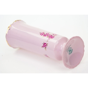 67979 LEANDER ŚLICZNY WAZON Z RÓŻOWEJ PORCELANY RĘCZNIE MALOWANE RÓŻYCZKI (3).JPG