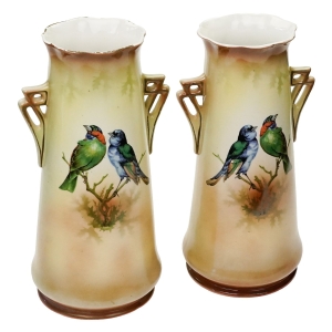 68030 CZECHOSŁOWACJA ART-DECO PARA WAZONÓW I ŻARDINIERA NA KOMINEK PTAKI (1).jpg