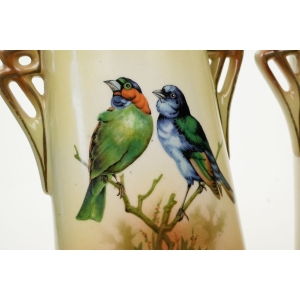 68030 CZECHOSŁOWACJA ART-DECO PARA WAZONÓW I ŻARDINIERA NA KOMINEK PTAKI (3).JPG